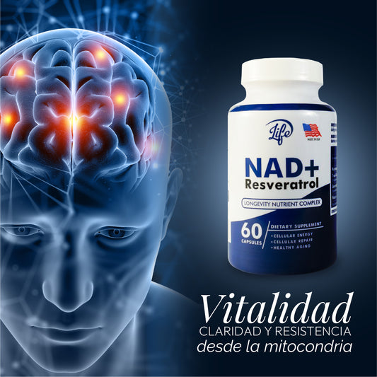NAD+ Resveratrol | Suplemento Antienvejecimiento ⚡ Energía, Longevidad y Protección Celular