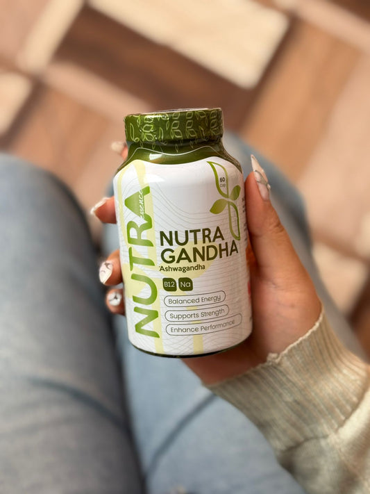 Nutra Gandha | Ashwagandha + B12 | Energía Equilibrada, Fuerza y Enfoque Mental | 60 Cápsulas