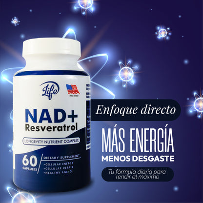 NAD+ Resveratrol | Suplemento Antienvejecimiento ⚡ Energía, Longevidad y Protección Celular